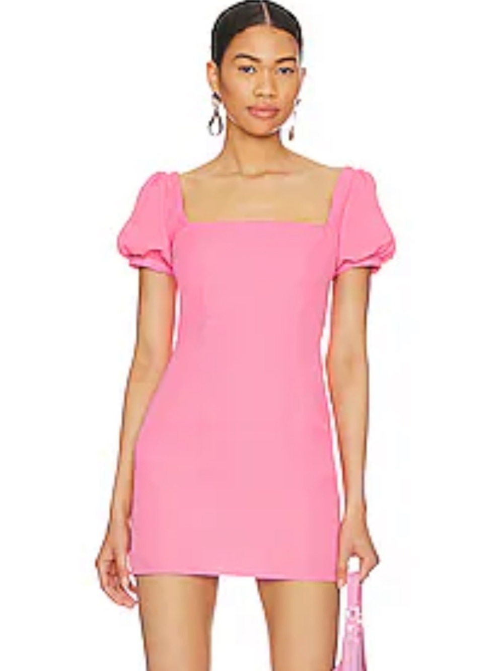 More To Come Maddy Mini Dress Pink puff sleeve Revolve XXS